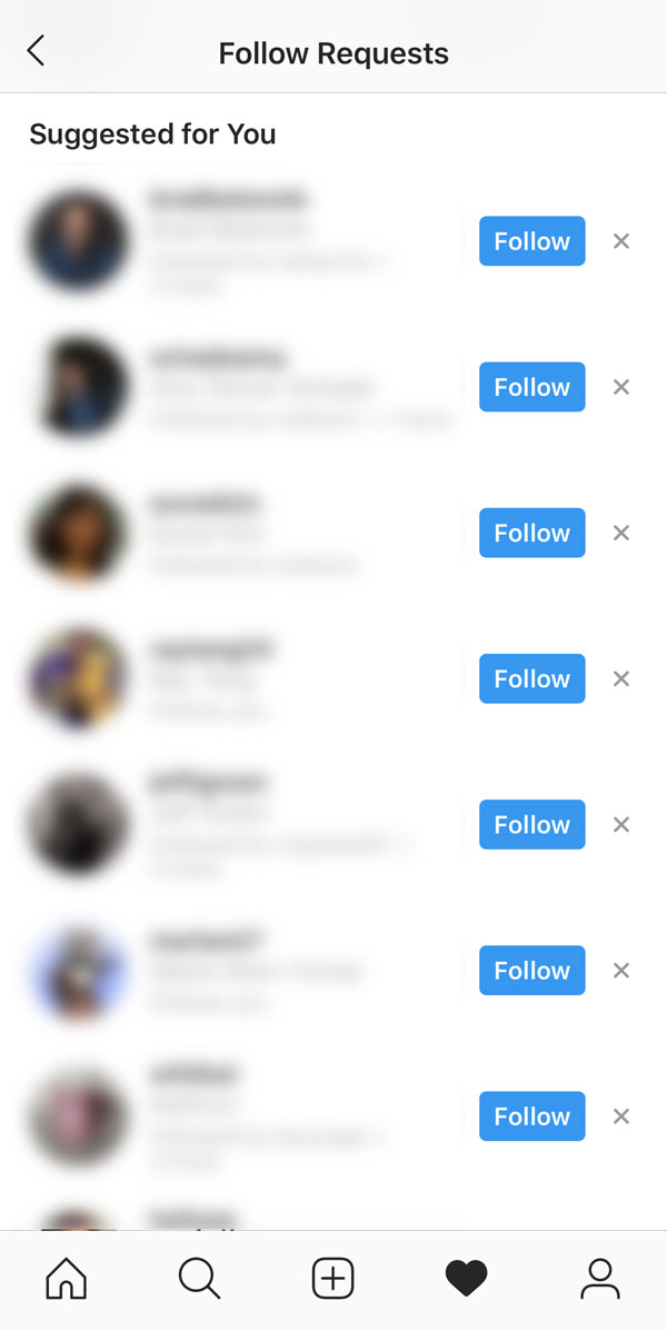 instagram suggestedtofollow taptargets