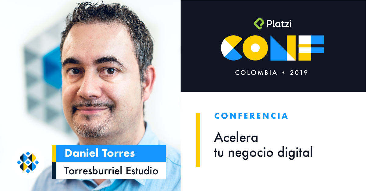 Imagen promocional de la conferencia de @torresburriel en platziConf 2019, Bogotá.